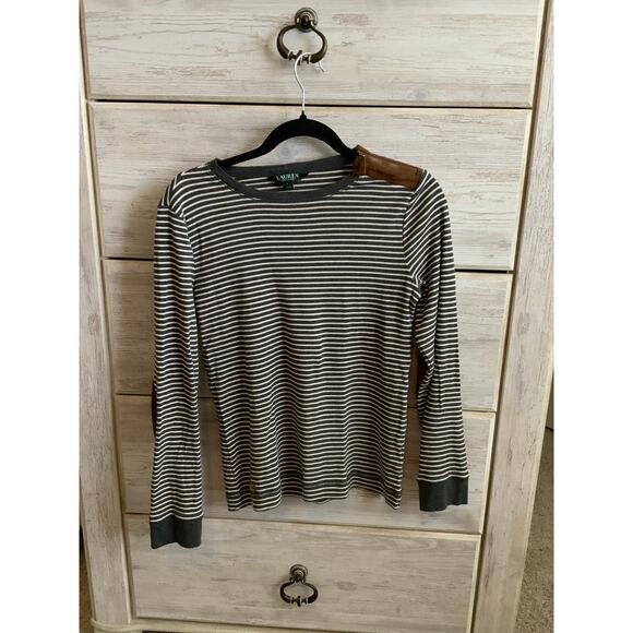 Ralph Lauren Women's Striped Zipper Sweater - Size Large - Picture 1 of 4